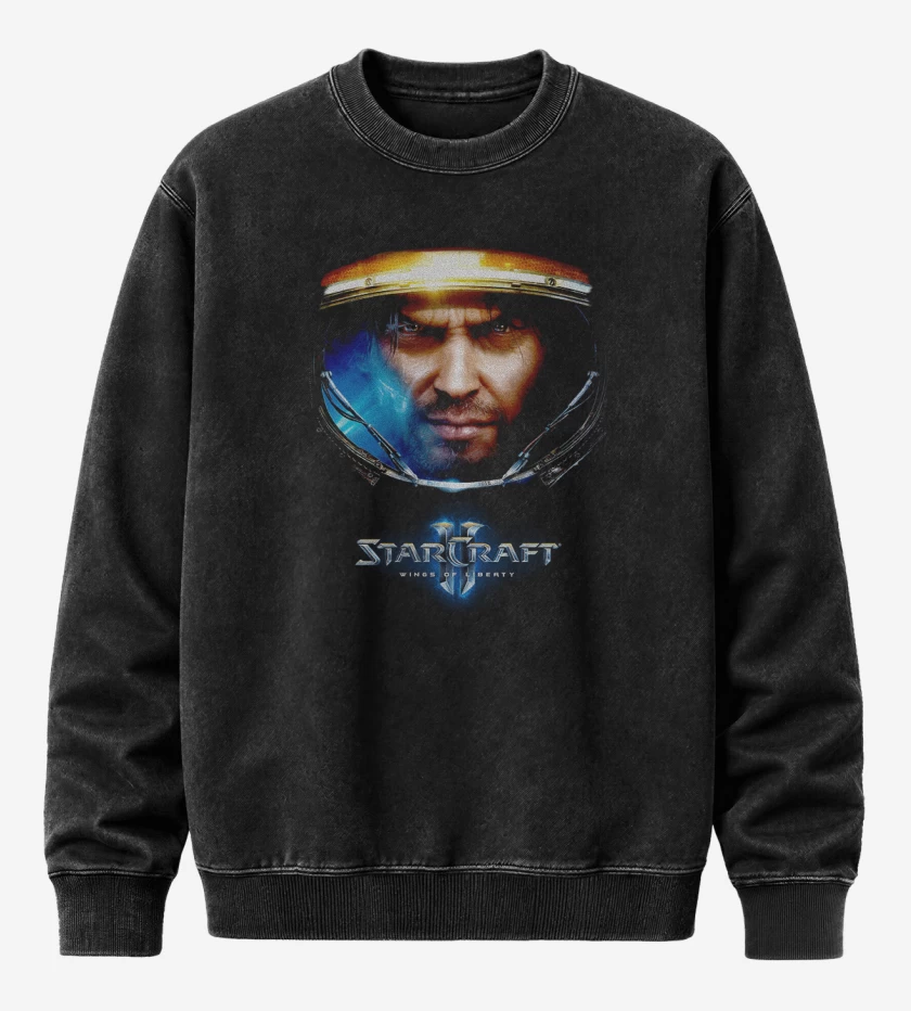 Poleron Polo Acid Wash Negro de Wings of liberty