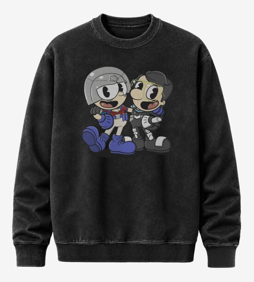 Poleron Polo Acid Wash Negro de Cup Peace
