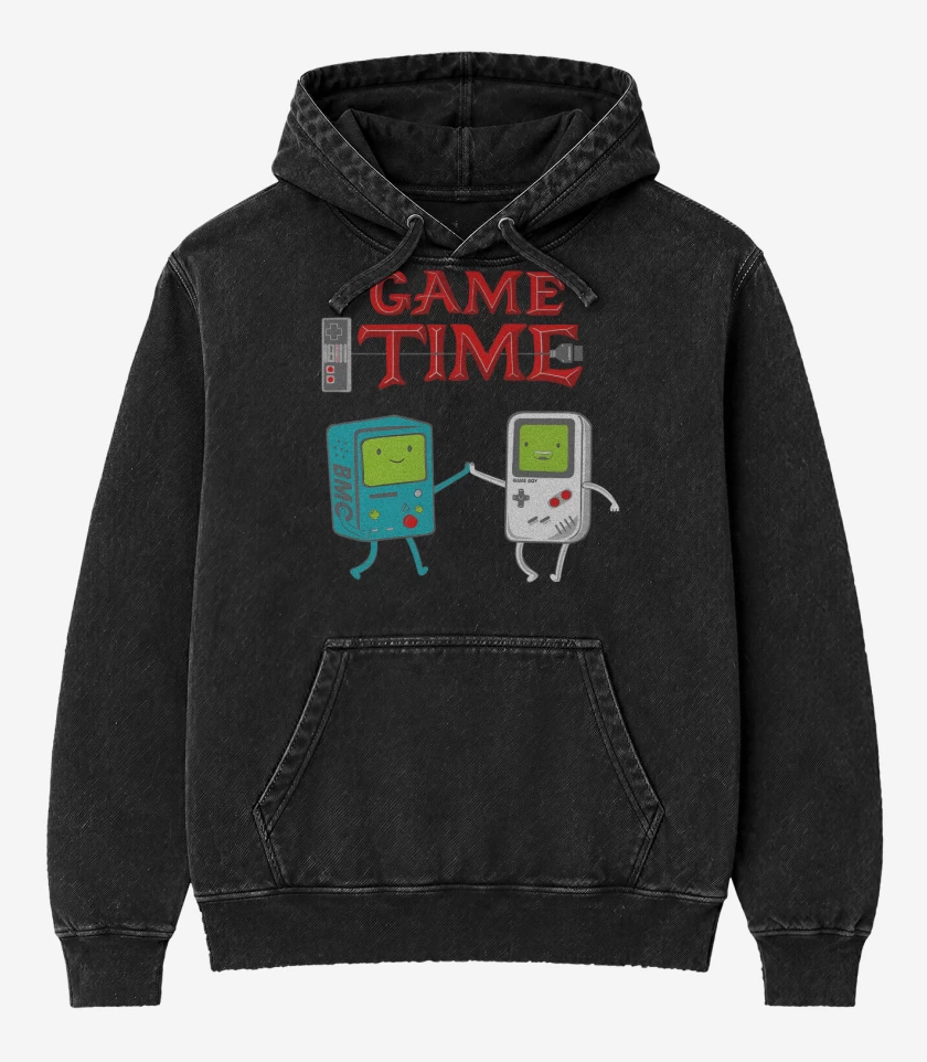 Poleron Canguro Acid Wash Negro de Game Time