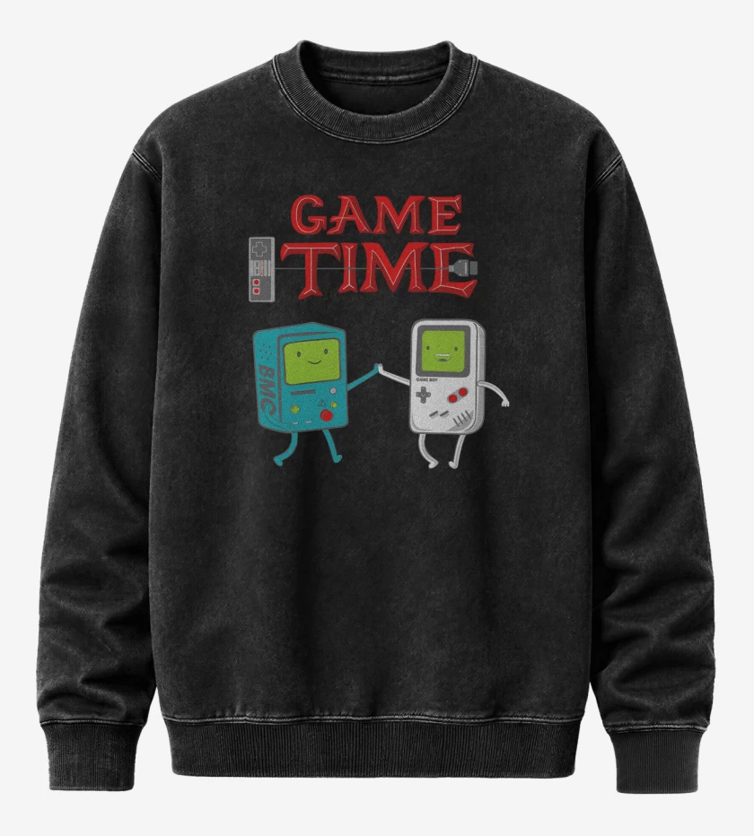 Poleron Polo Acid Wash Negro de Game Time