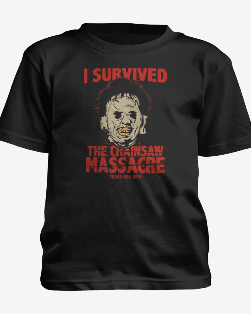 Polera de niño Negro de I Survived The CHAINSAW MASSACRE!