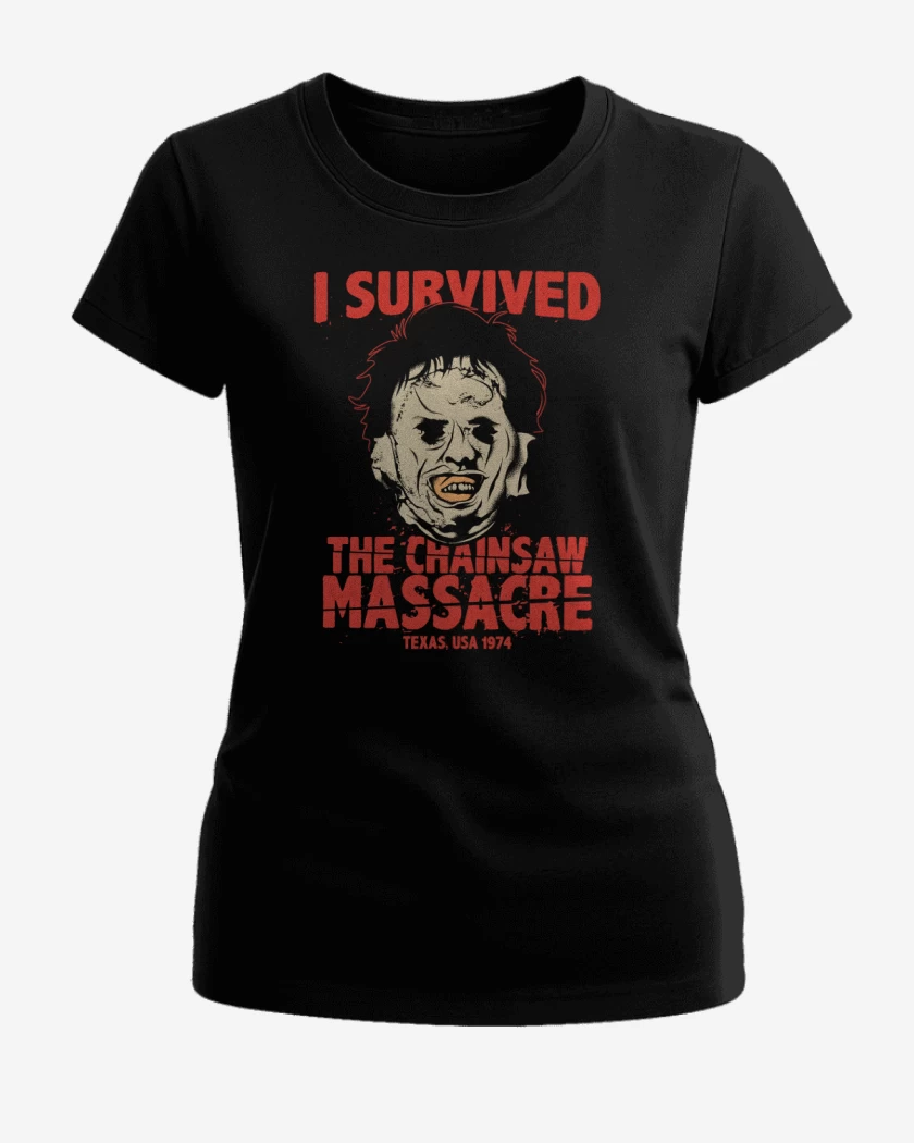 Polera de Mujer Negro de I Survived The CHAINSAW MASSACRE!