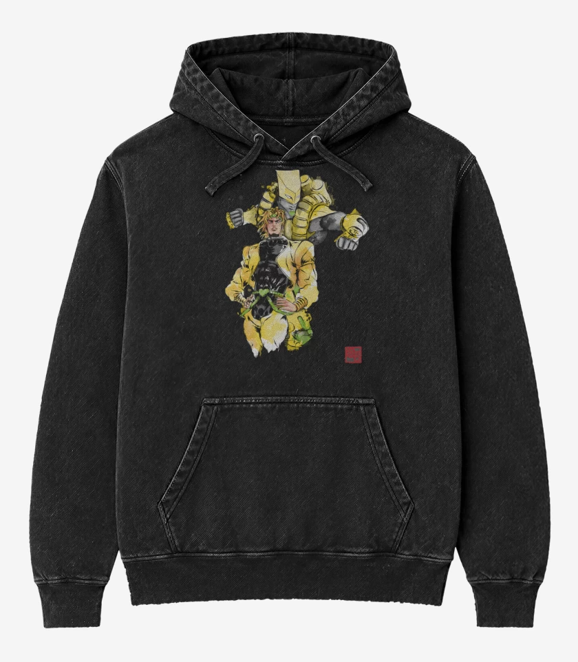 Poleron Canguro Acid Wash Negro de Za Warudooo