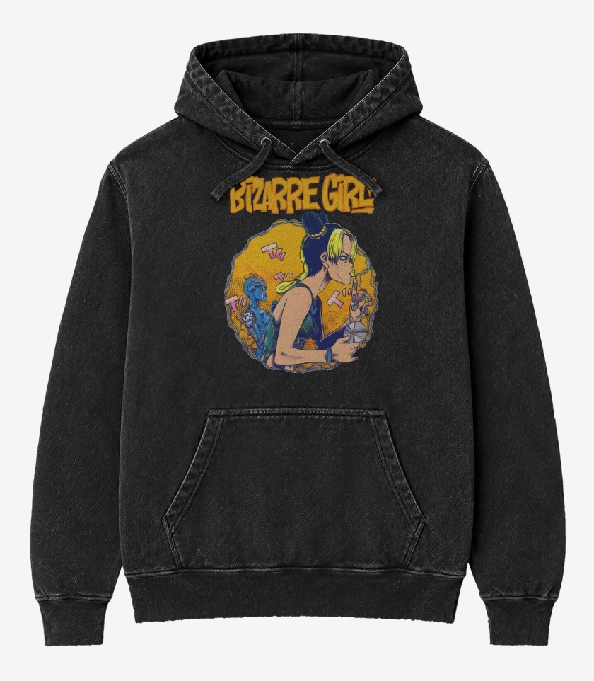 Poleron Canguro Acid Wash Negro de Bizarre Girl