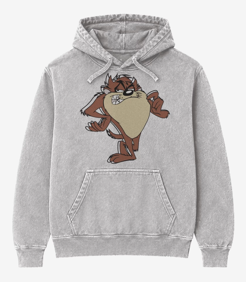 Poleron Canguro Acid Wash Gris Melange de Taaz