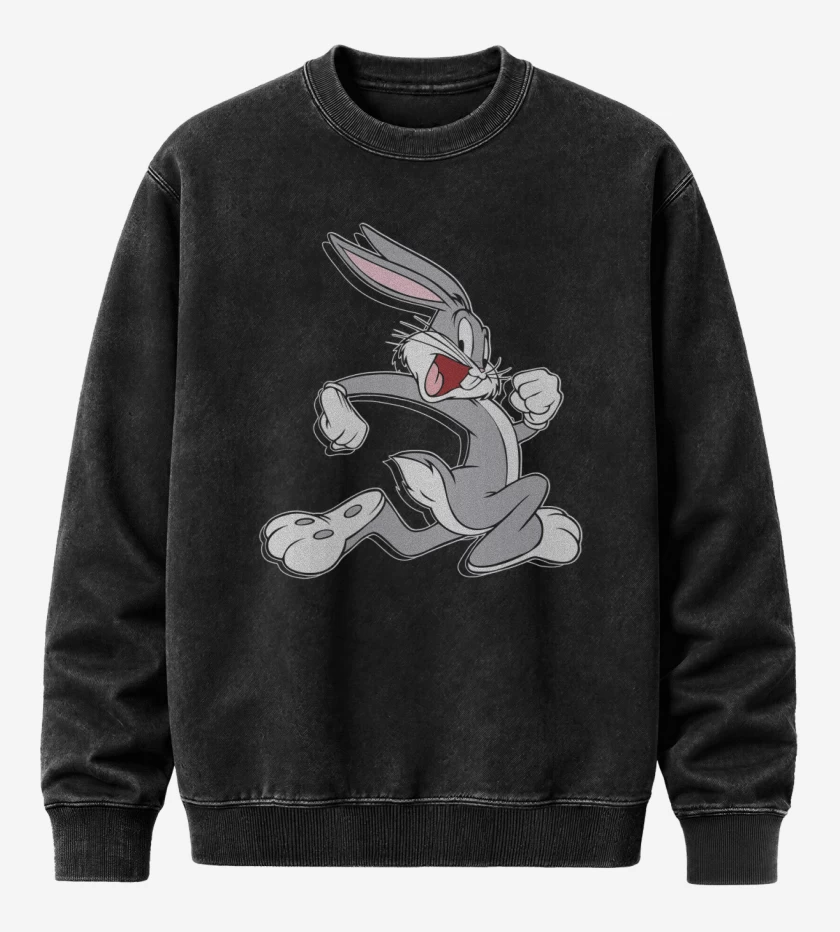 Poleron Polo Acid Wash Negro de Bugs Bunny