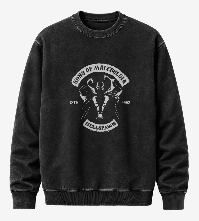 Poleron Polo Acid Wash Negro de Sons of Malebolgia - Hellspawn