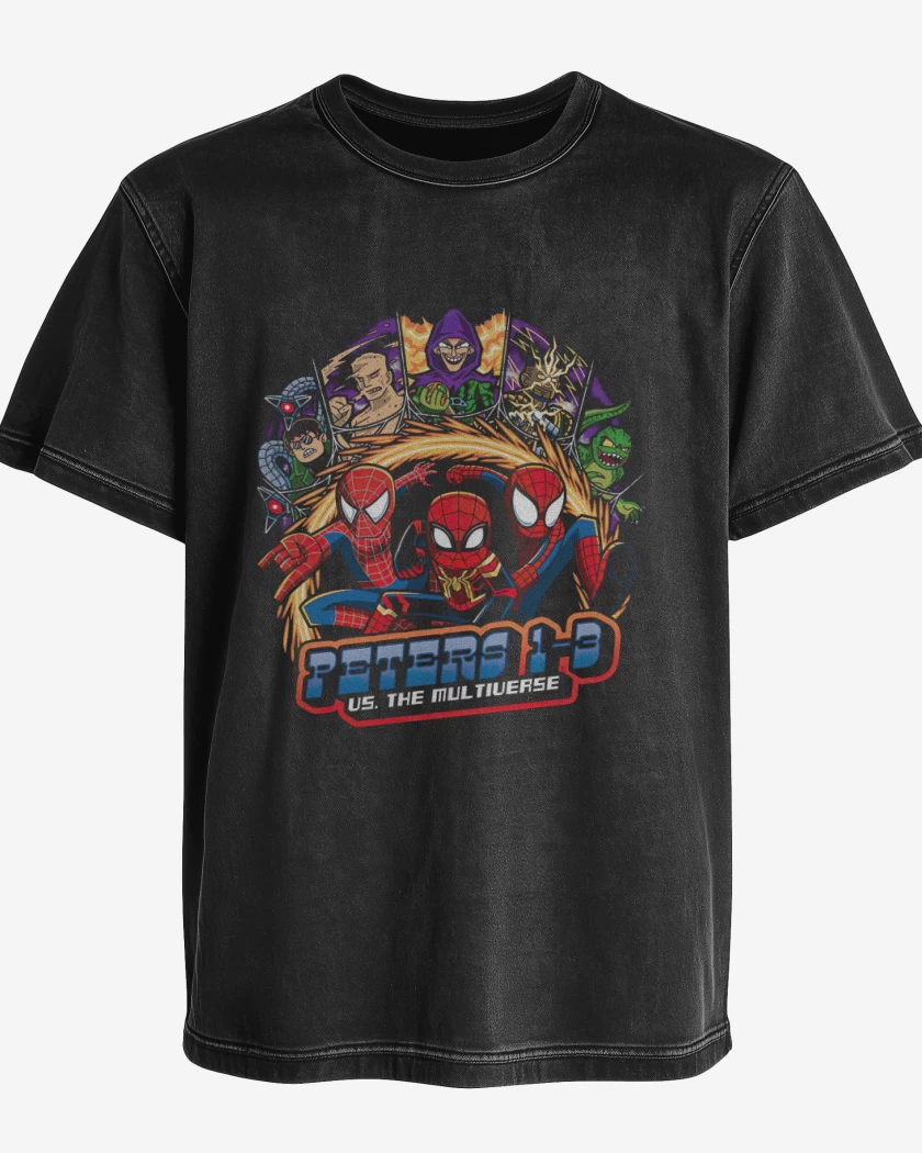 Polera desgastada Negro de Peters multiverse