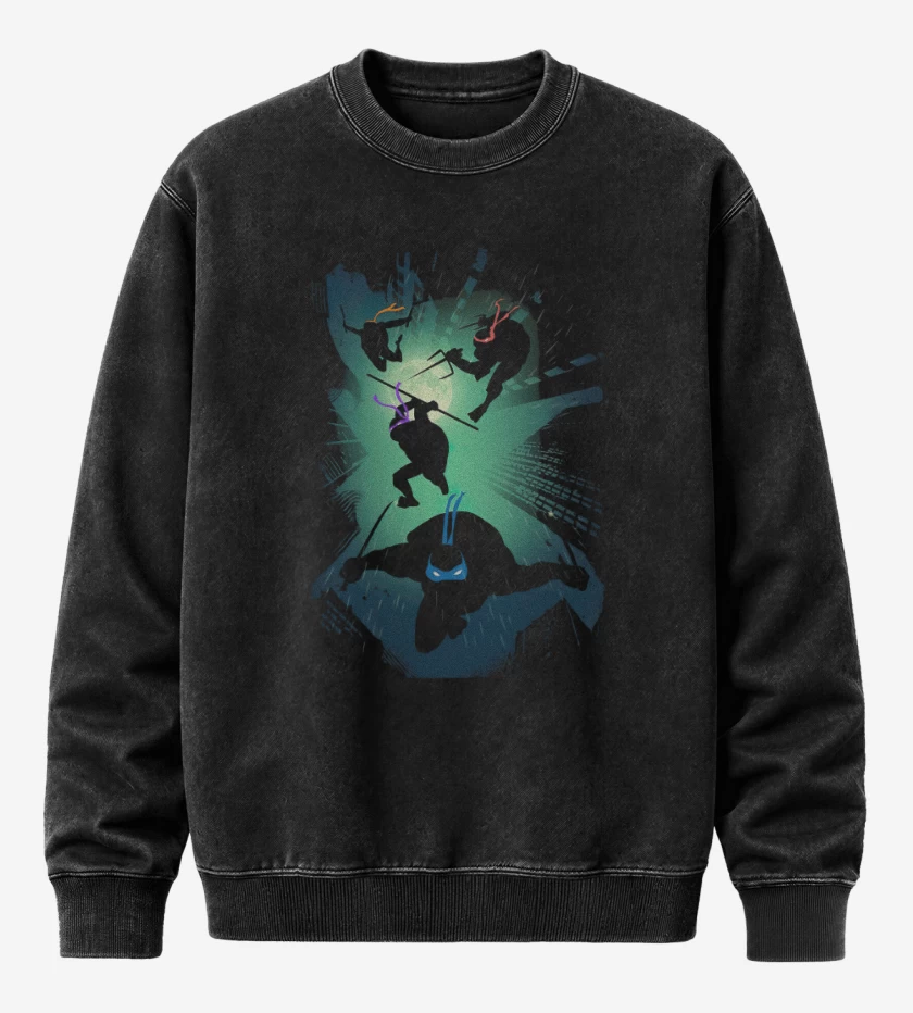 Poleron Polo Acid Wash Negro de Las Tortugas Ninja