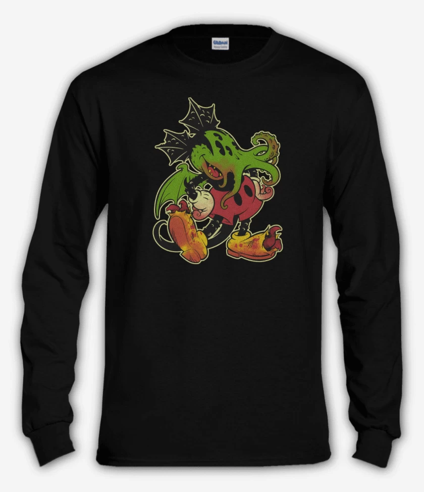 Polera manga larga Negro de Mickthulhu Mouse