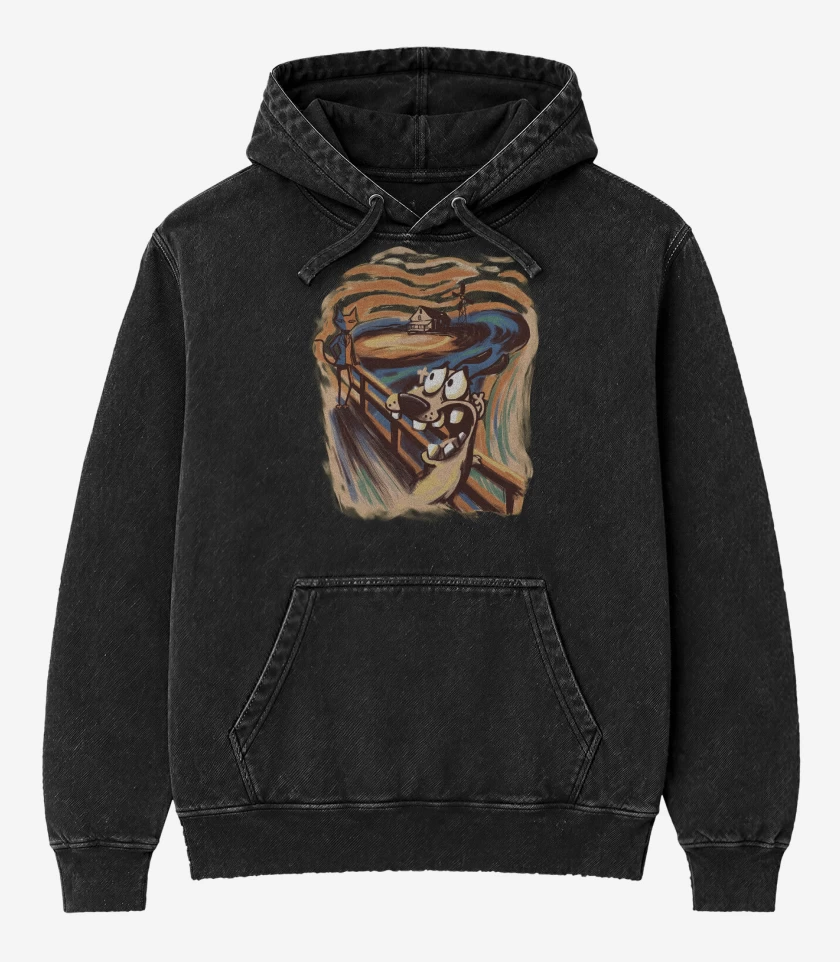 Poleron Canguro Acid Wash Negro de El Grito de Coraje