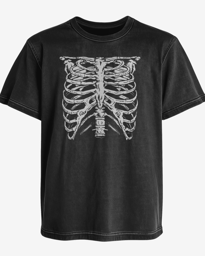 Polera desgastada Negro de Costillitas
