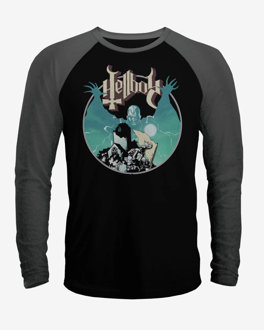 Polera Raglan Negro / Negro Heather de Ghost Hellboy