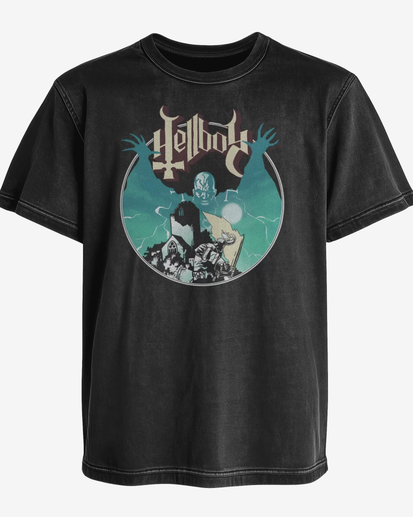 Polera desgastada Negro de Ghost Hellboy