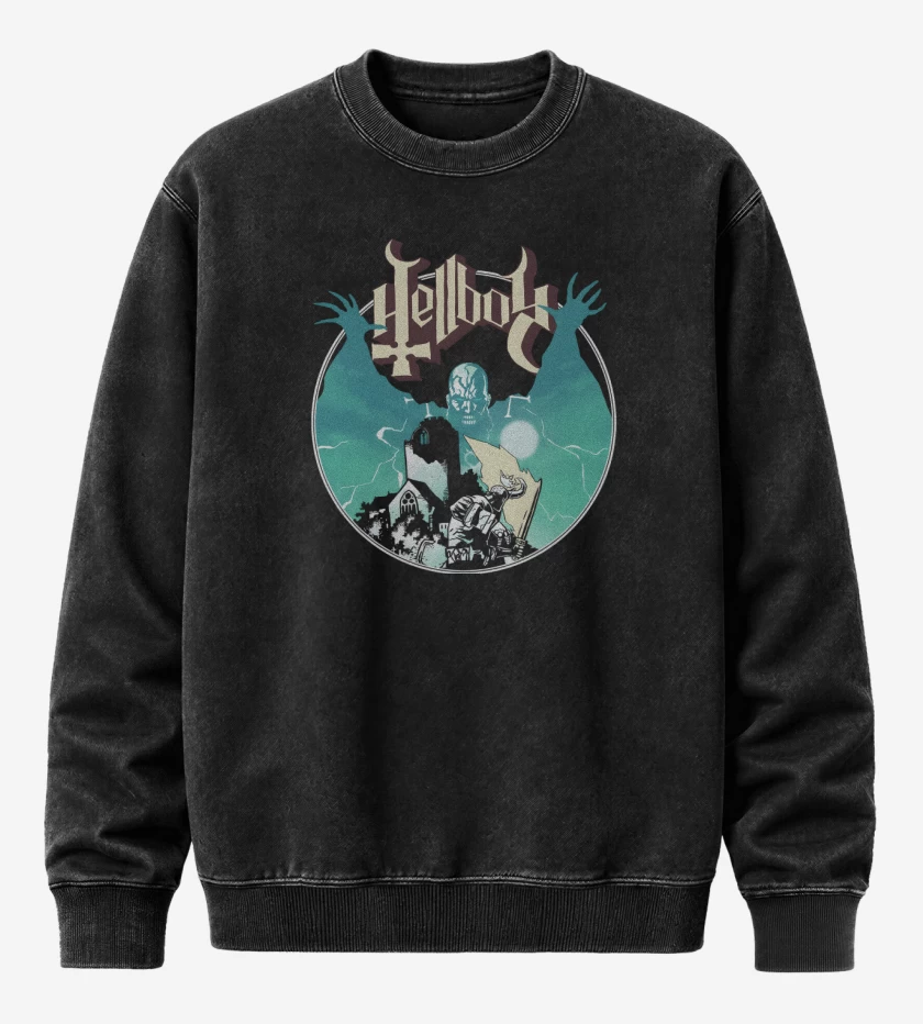 Poleron Polo Acid Wash Negro de Ghost Hellboy