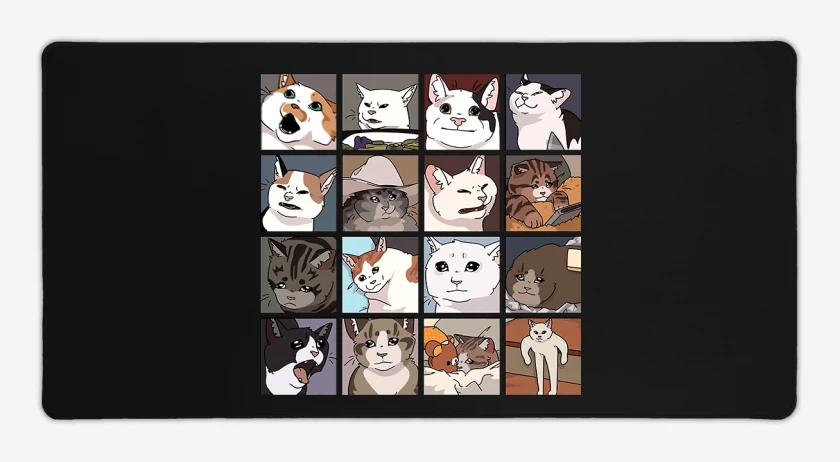 Mouse pad Gamer Negro de Gatos memes