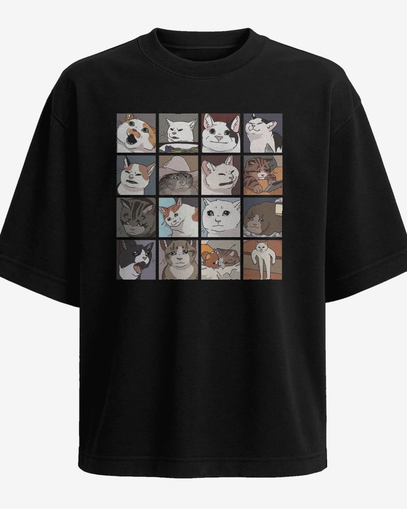 Polera Oversize Gatos memes