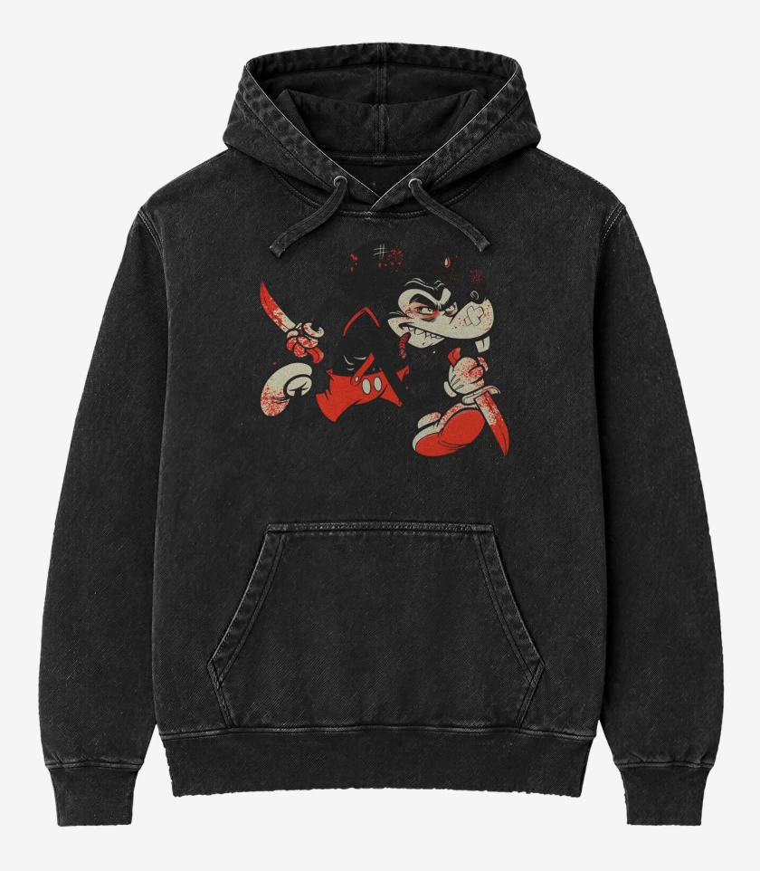 Poleron Canguro Acid Wash Negro de Murder Mouse 