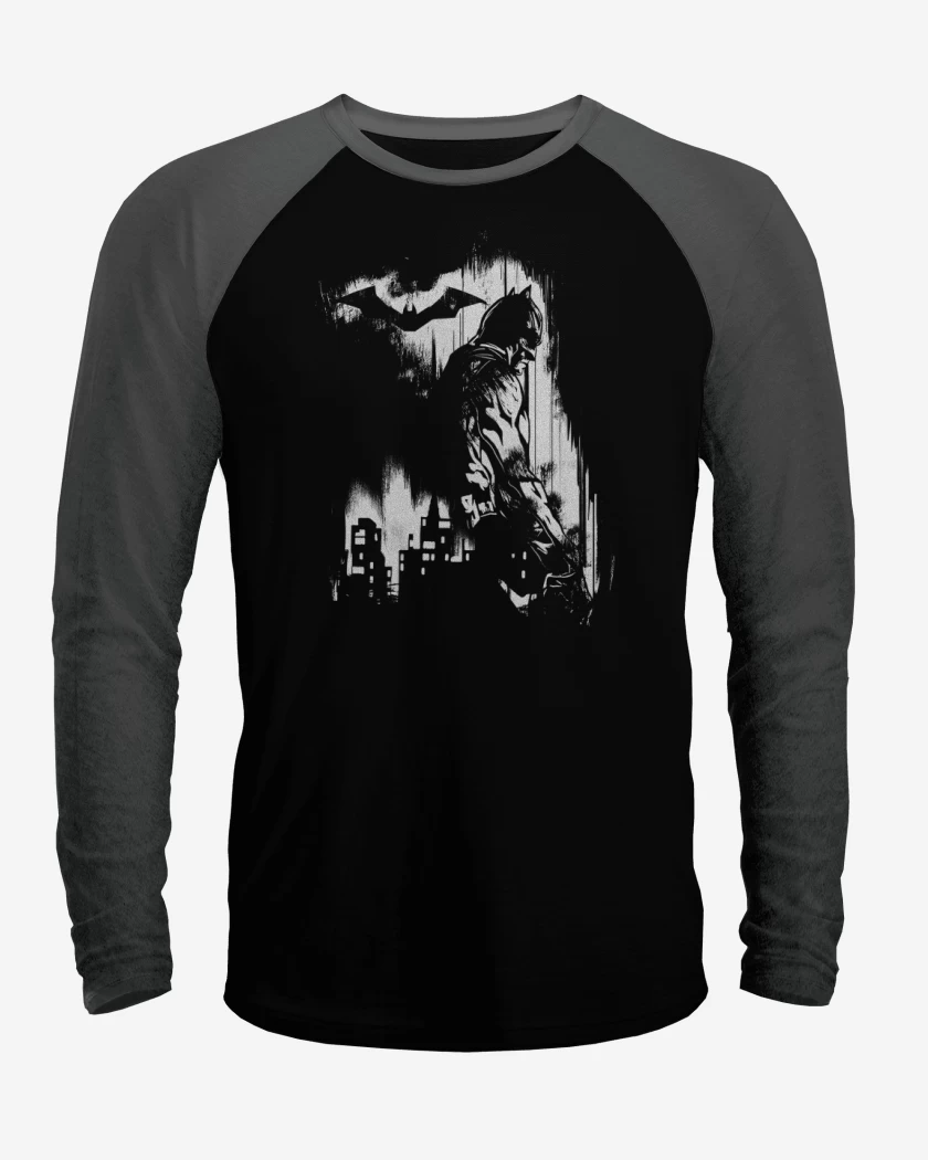 Polera Raglan Negro / Negro Heather de Ocaso del Murciélago