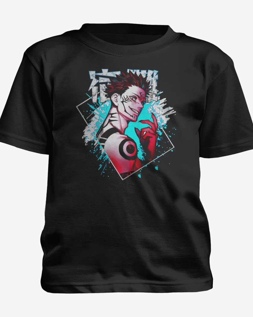 Polera de niño Negro de Maldición Sukuna