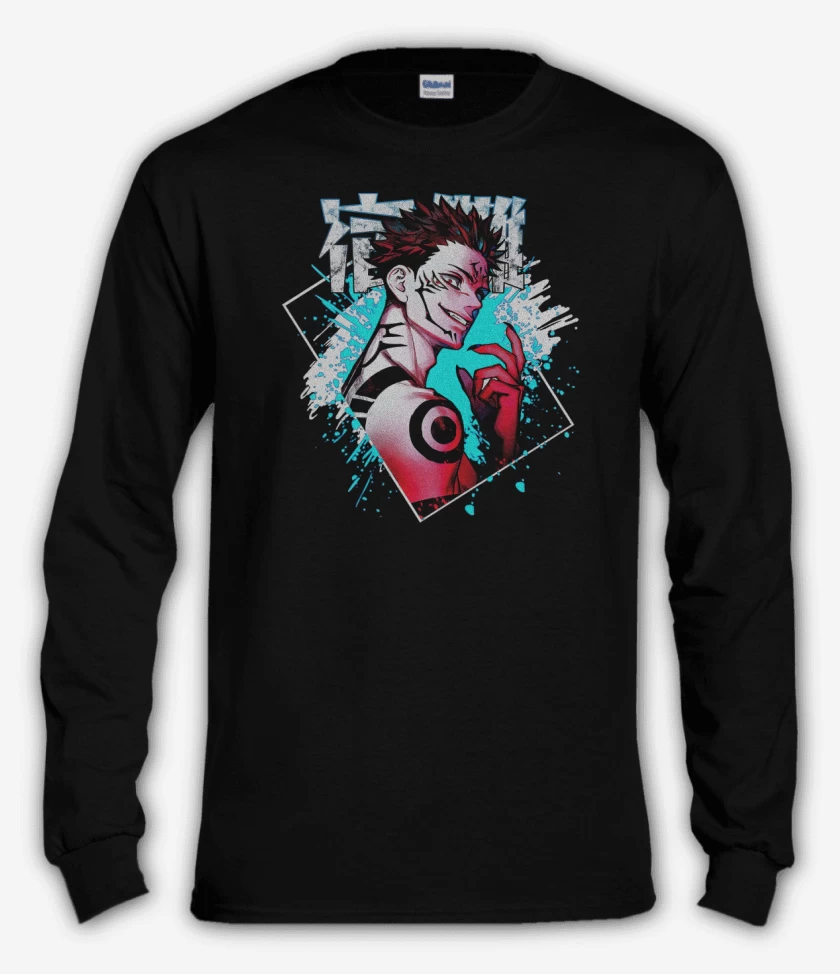 Polera manga larga Negro de Maldición Sukuna