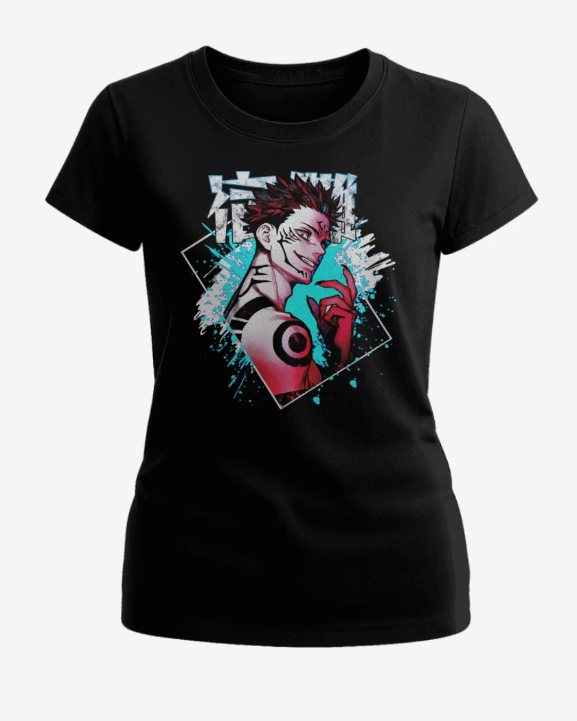 Polera de Mujer Negro de Maldición Sukuna