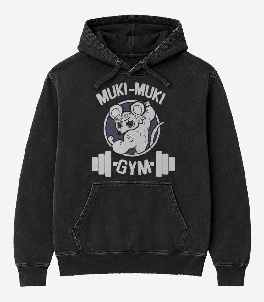 Poleron Canguro Acid Wash Negro de Muki-Muki GYM