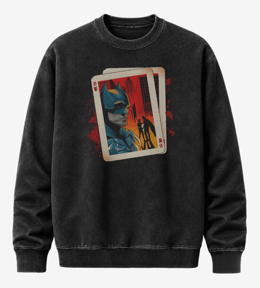 Poleron Polo Acid Wash Negro de As de Batman