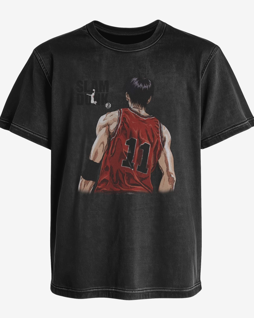 Polera desgastada Negro de Rukawa
