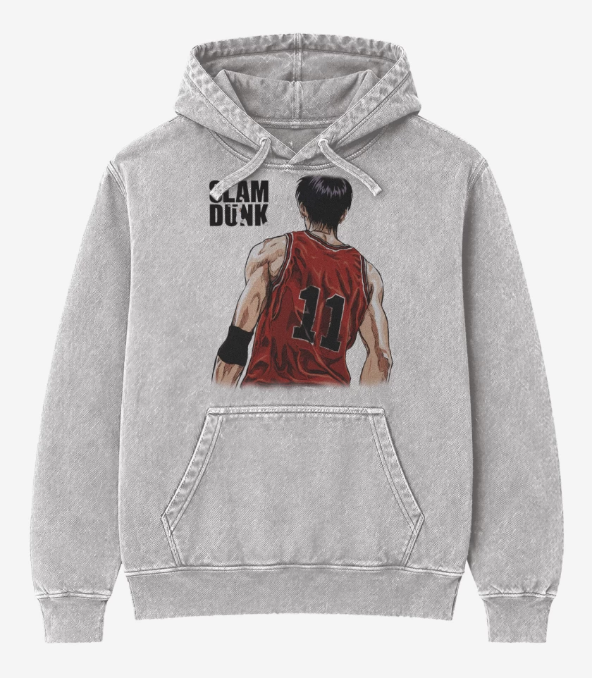Poleron Canguro Acid Wash Gris Melange de Rukawa