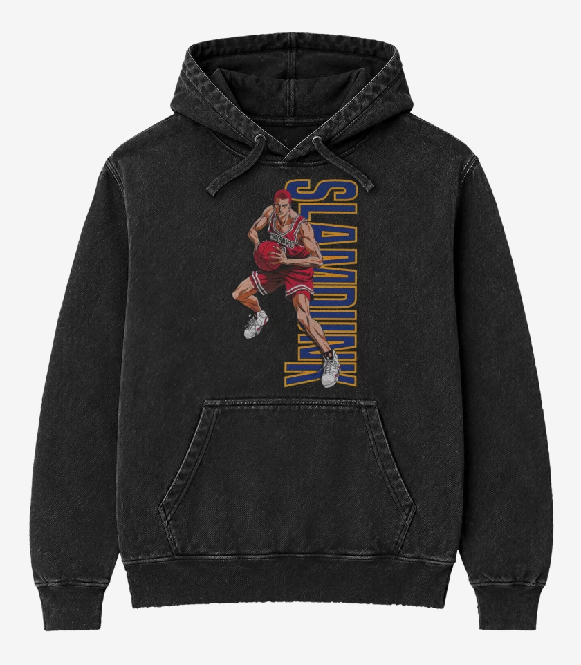Poleron Canguro Acid Wash Negro de Sakuragi 2