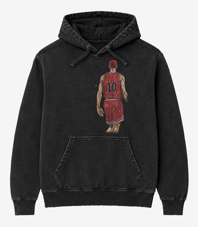 Poleron Canguro Acid Wash Negro de Sakuragi 3