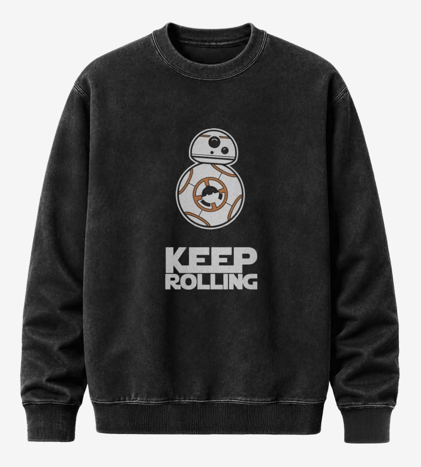 Poleron Polo Acid Wash Negro de Keep Rolling