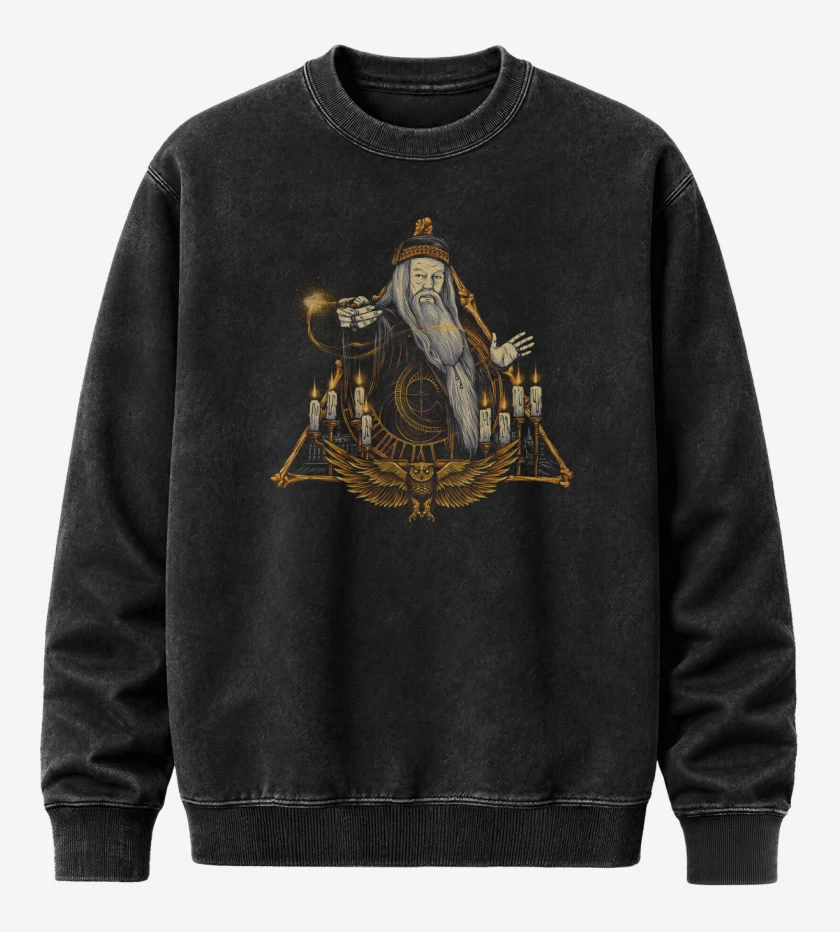 Poleron Polo Acid Wash Negro de Albus Dumbledore