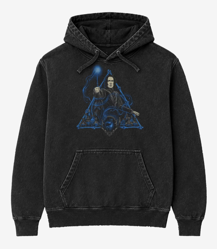 Poleron Canguro Acid Wash Negro de Severus Snape