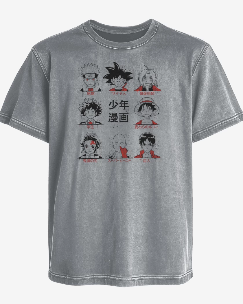 Polera desgastada Gris Melange de Shonen