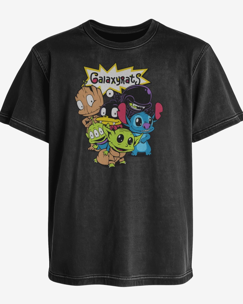Polera desgastada Negro de Galaxyrats