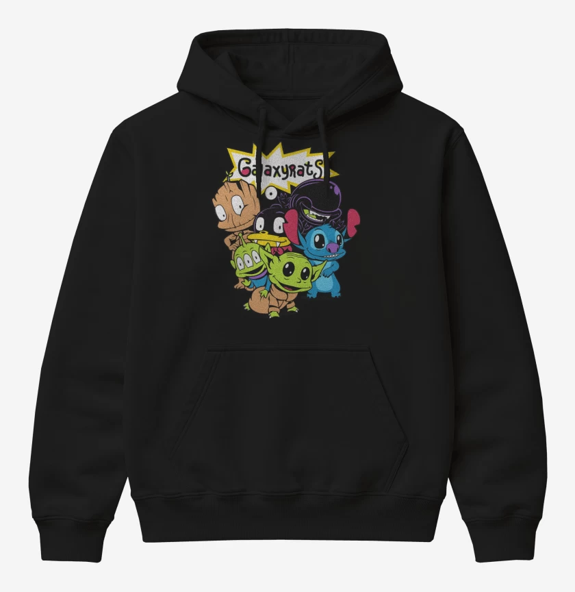 Poleron Canguro básico Negro de Galaxyrats