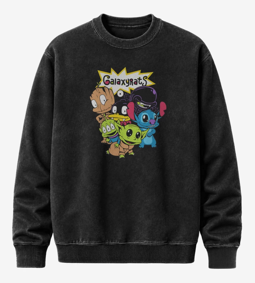Poleron Polo Acid Wash Negro de Galaxyrats