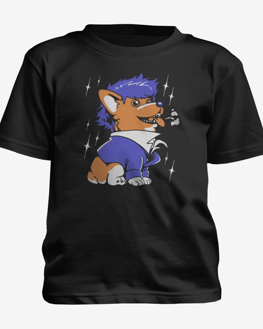 Polera de niño Negro de Space Corgiboy