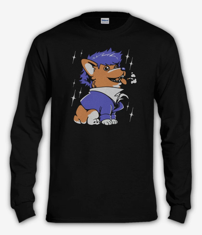 Polera manga larga Negro de Space Corgiboy