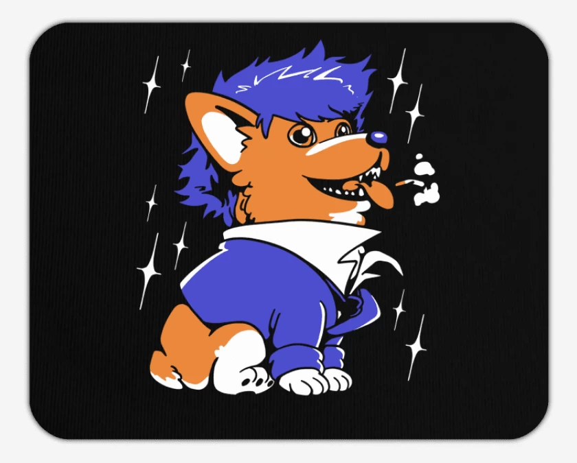 Mousepad Negro de Space Corgiboy