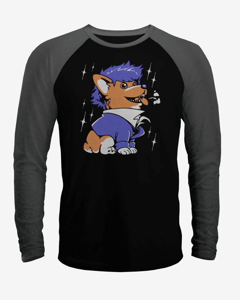 Polera Raglan Negro / Negro Heather de Space Corgiboy