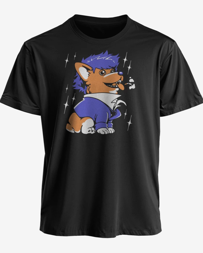 Polera premium Negro de Space Corgiboy