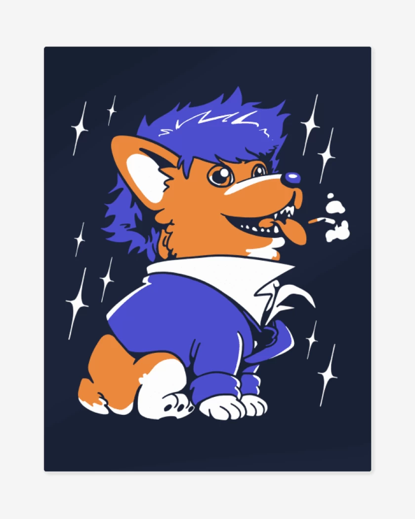 Print metalico Azul Marino de Space Corgiboy