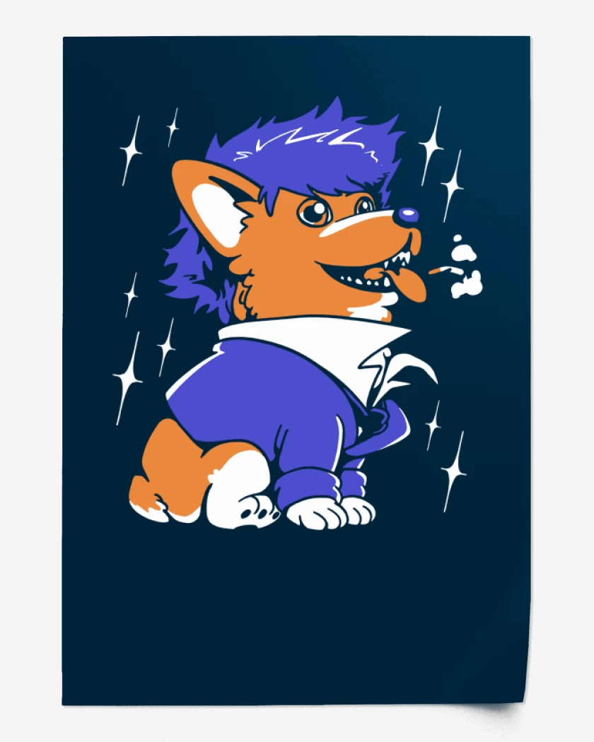 Print Azul Marino de Space Corgiboy