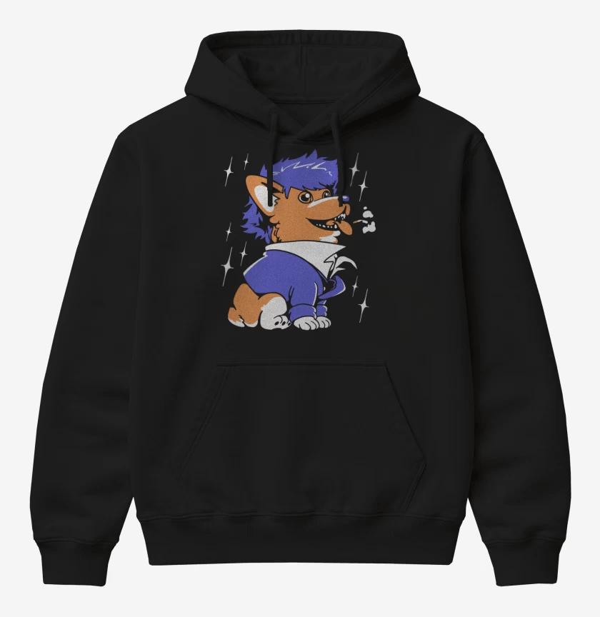 Poleron Canguro básico Negro de Space Corgiboy