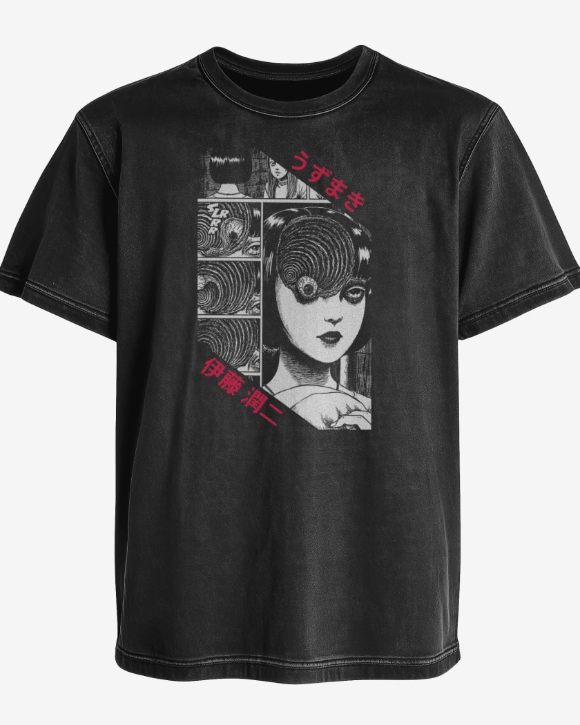 Polera desgastada Negro de Uzumaki 