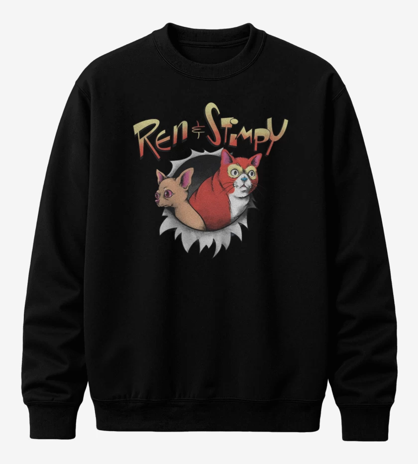Poleron polo Negro de Original Ren & Stimpy