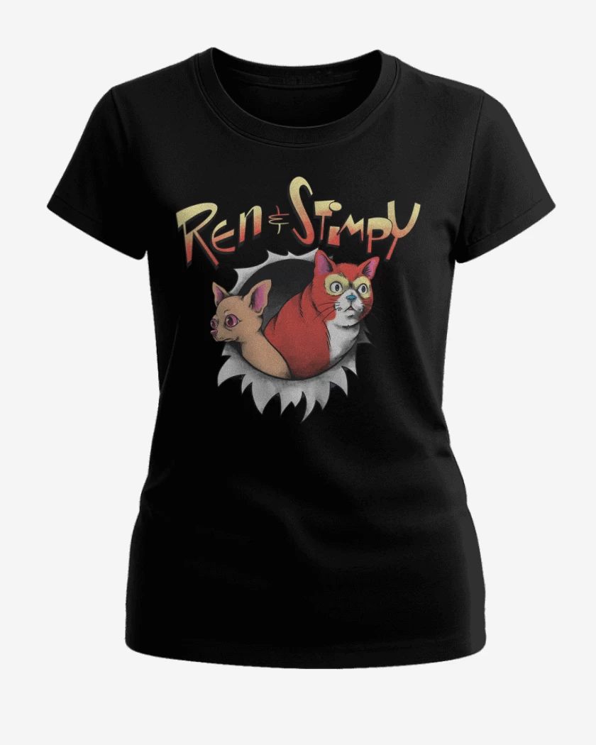 Polera de Mujer Negro de Original Ren & Stimpy